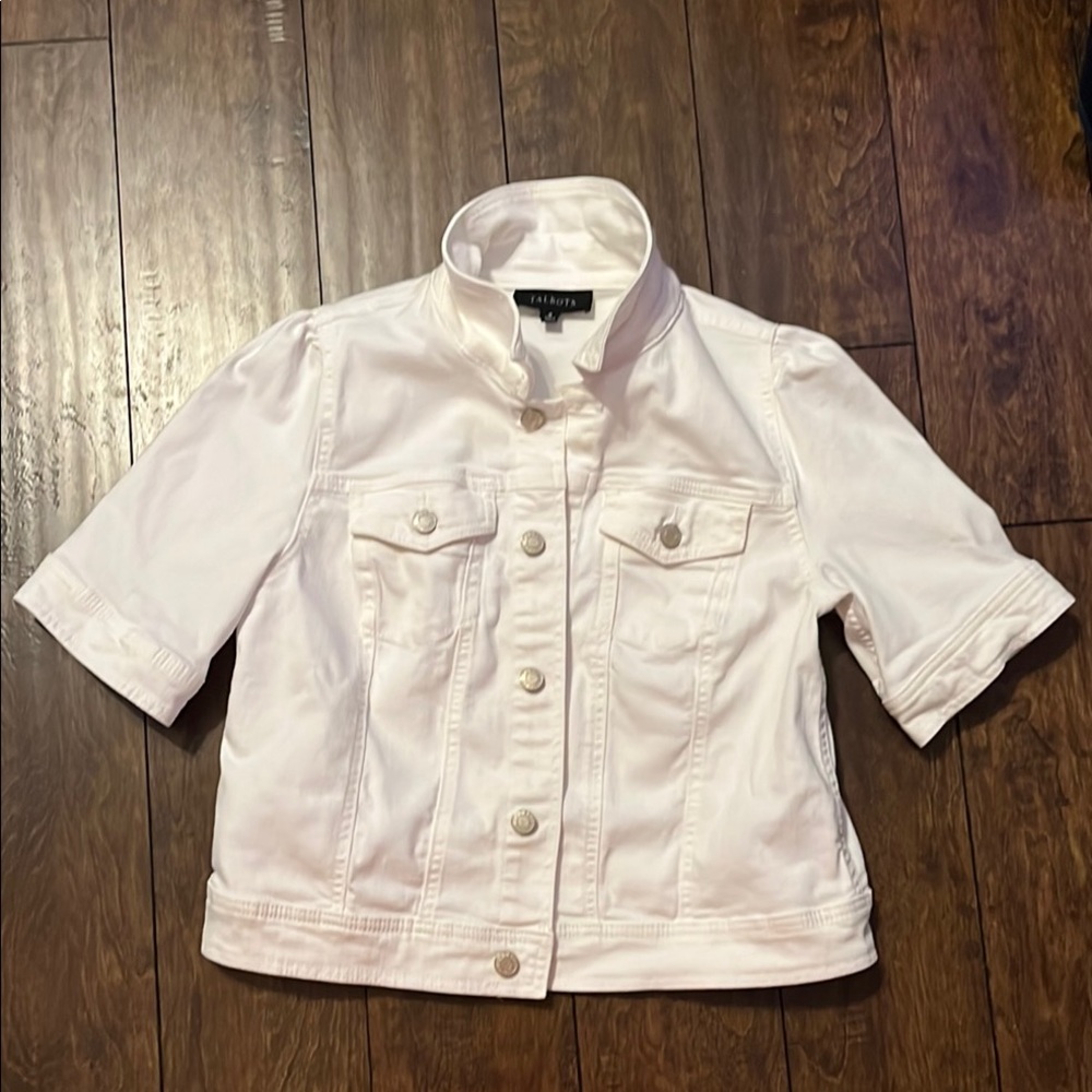 Talbots White Jean Jacket Classic Design